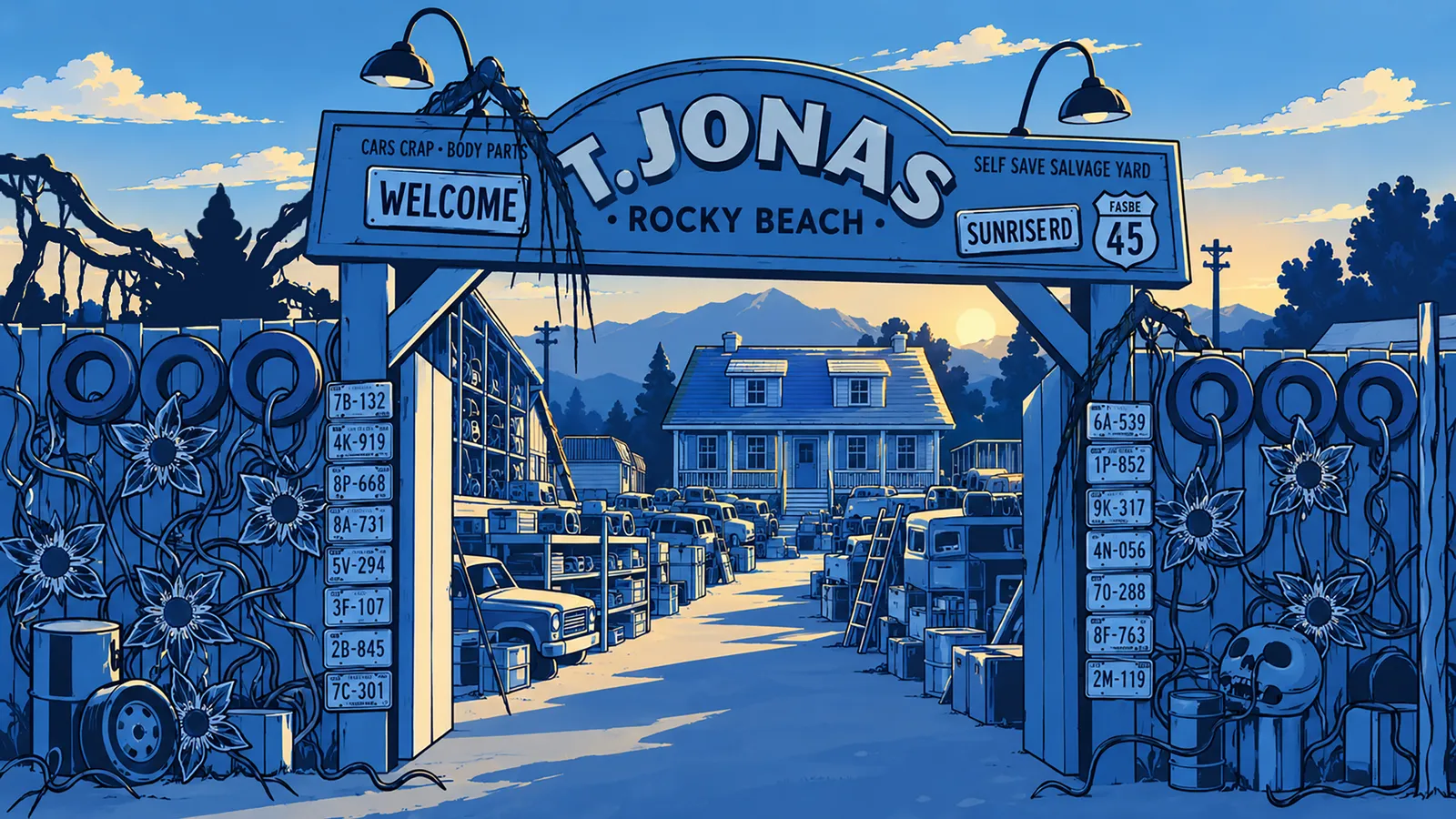 die-drei-fragezeichen-maskottchen-schrottplatz-rocky-beach Schrottplatz: „Die drei ??? Online Escape Game: Schrottplatz T. Jonas in Rocky Beach“